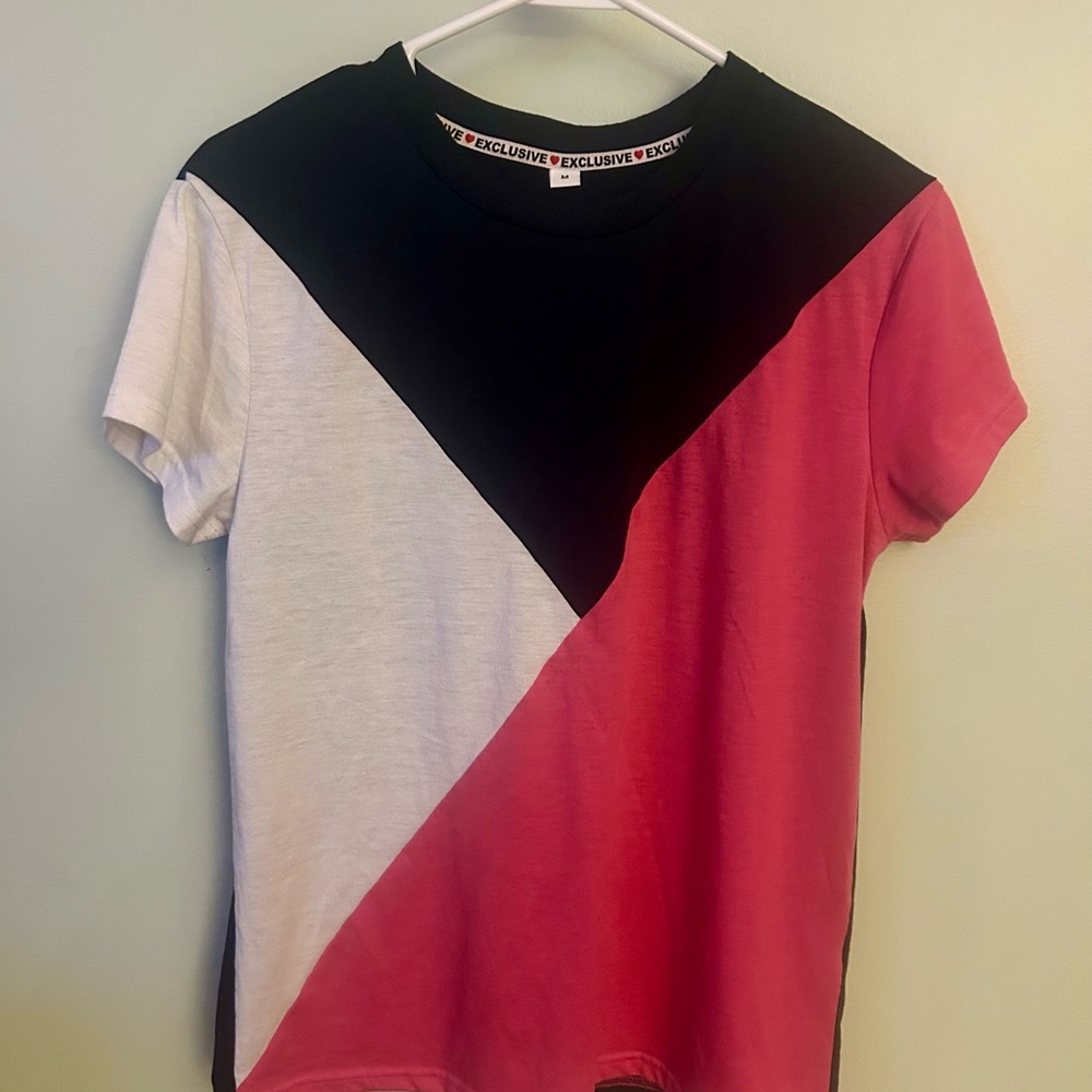 Colorblock T-Shirt in Navy, White, and Pink
